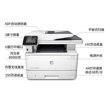 惠普（HP）M427dw a4黑白激光复印扫描多功能一体机 商用办公 无线 双面打印 