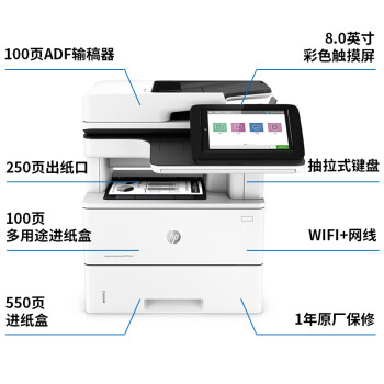 惠普（HP）M528dn A4黑白激光多功能一体机 高速 自动双面打印/复印一体机 