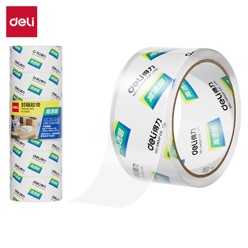 得力/deli 30200 胶带 48mm*30y*50um(6卷/筒)(高透)  卷